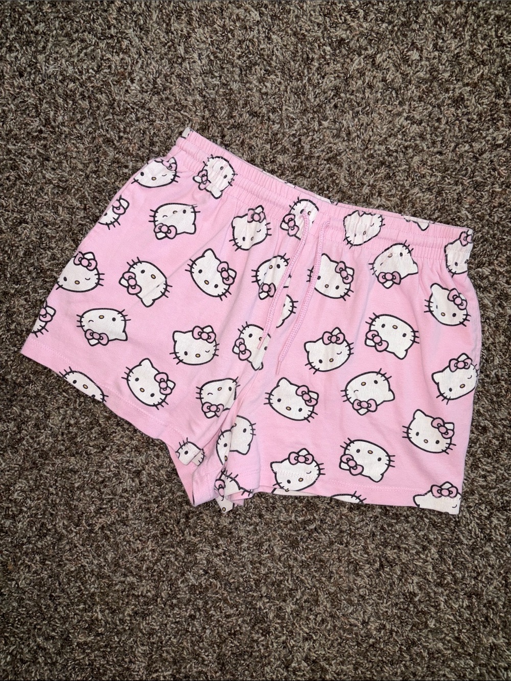 Sanrio Hello Kitty Light Pink Lounge Pajama Shorts, Size Medium w/ Drawstring